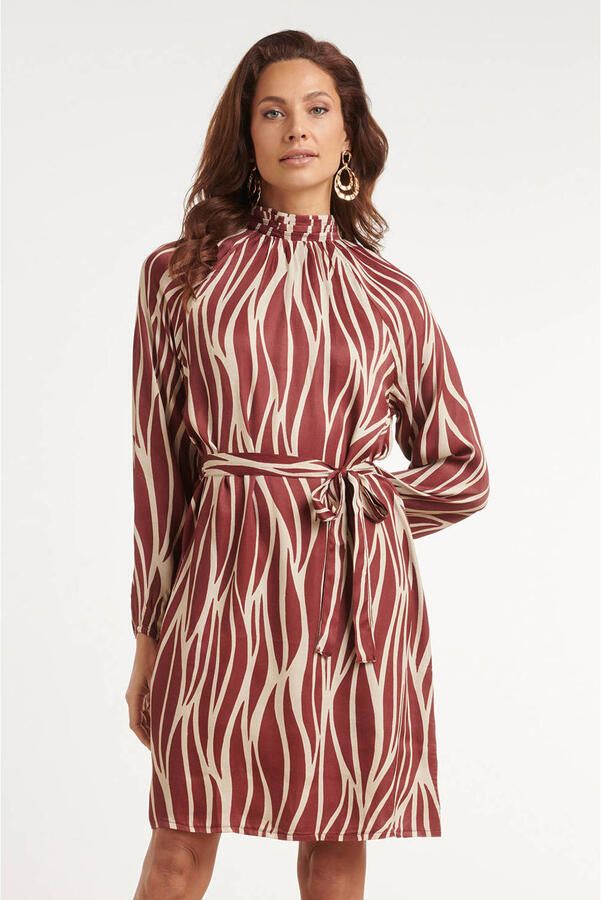 Smashed Lemon mini coljurk met ceintuur en print rood