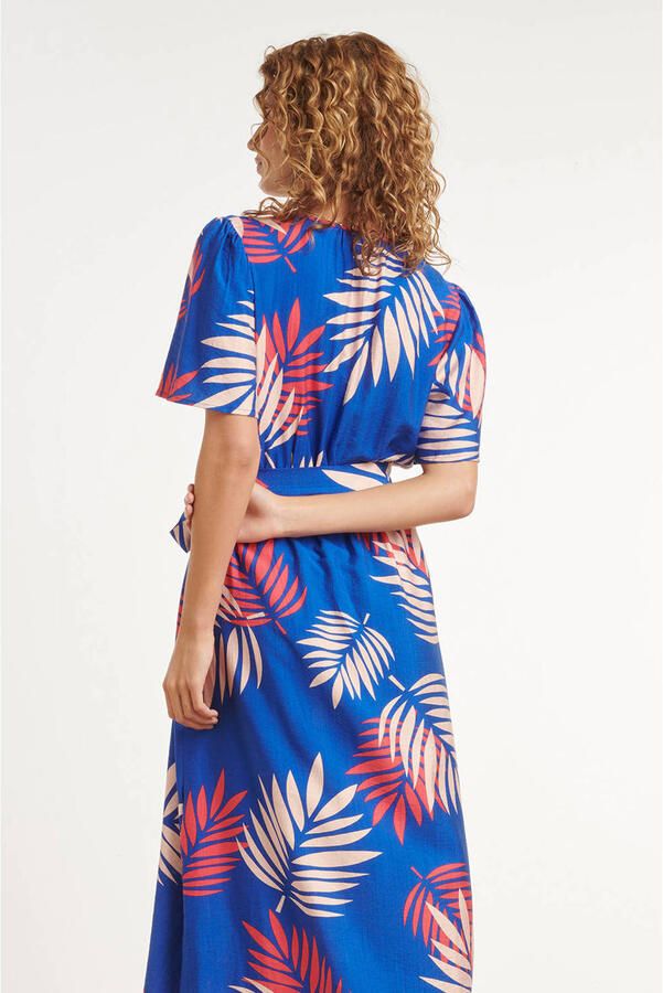 Smashed Lemon rayon midi jurk blauw - Foto 2