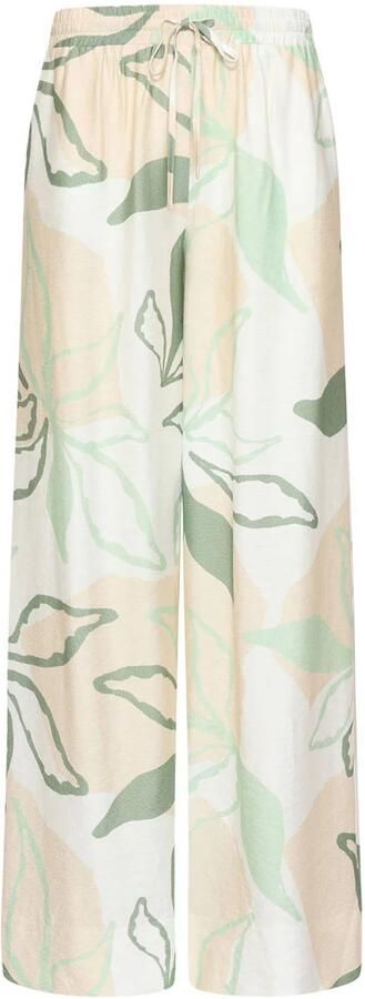 Smashed Lemon rayon straight leg casual gebloemde broek lichtgroen