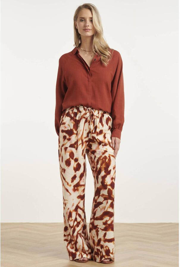 Smashed Lemon regular waist casual broek roodbruin - Foto 2