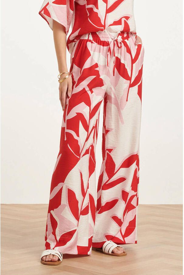 Smashed Lemon regular waist gebloemde casual broek rood - Foto 2