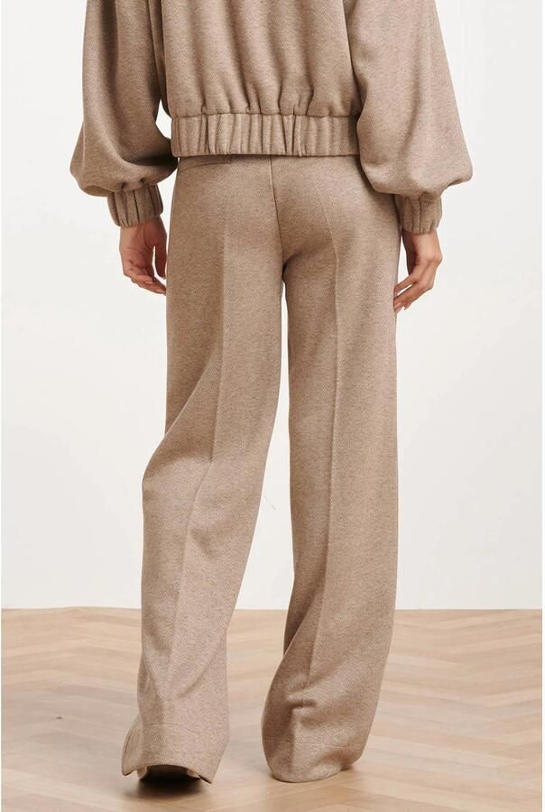 Smashed Lemon straight leg broek met print en wol beige - Foto 3