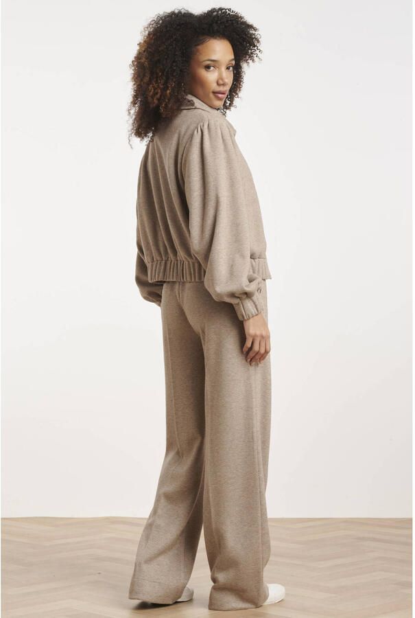 Smashed Lemon straight leg broek met print en wol beige - Foto 2