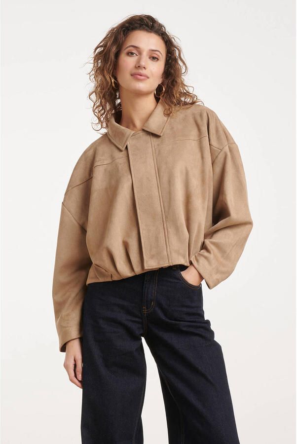 Smashed Lemon suèdelook bomberjas beige