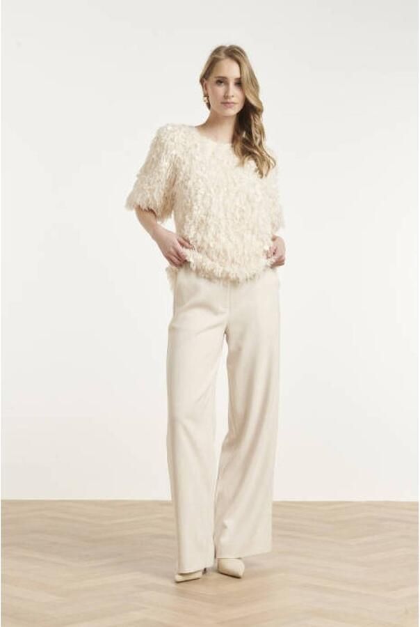 Smashed Lemon top met pailletten ecru
