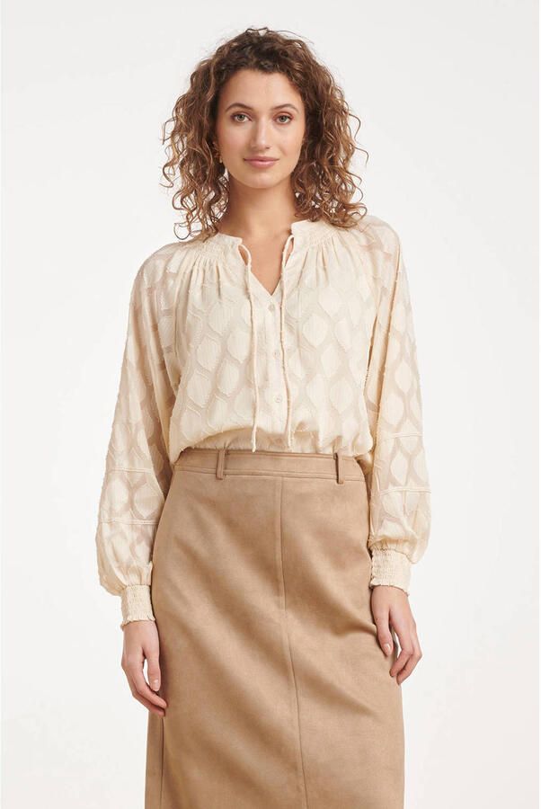 Smashed Lemon top met print ecru