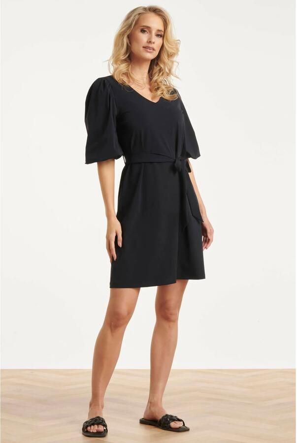 Smashed Lemon travelstof korte jurk donkerblauw