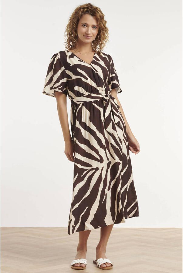 Smashed Lemon viscose midi zomerjurk met print bruin - Foto 2