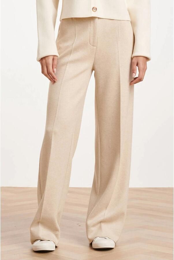 Smashed Lemon wide leg broek met wol beige