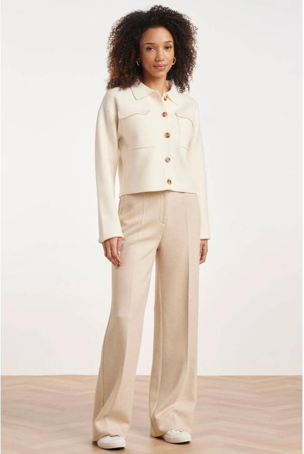 Smashed Lemon wide leg broek met wol beige - Foto 2
