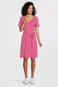 Smashed Lemon T-shirtjurk Nima met grafische print en ceintuur rood fuchsia