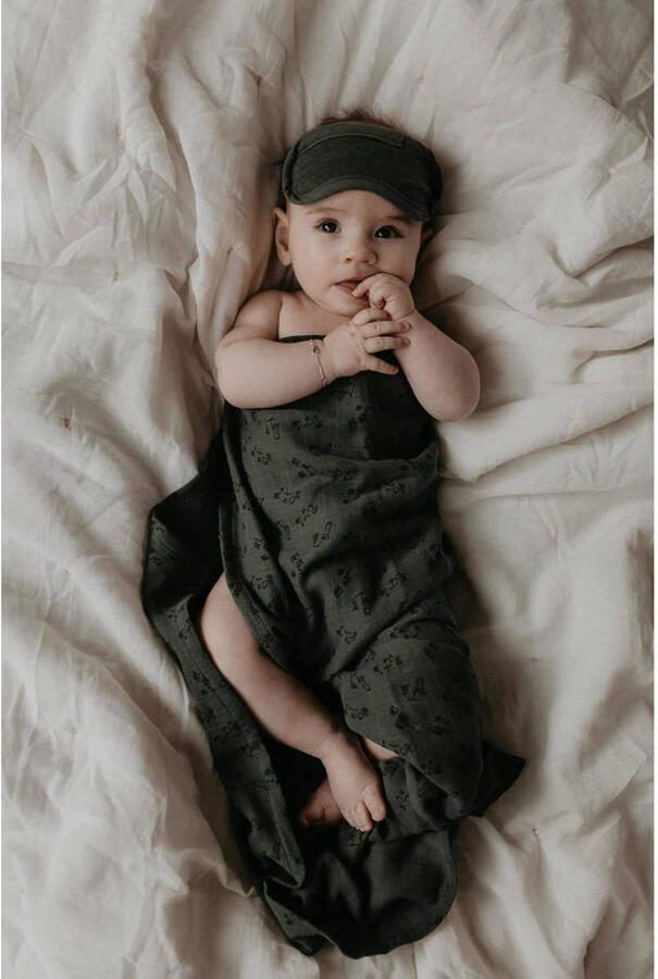 Snoozebaby hydrofiele swaddle 80x80 cm Dark Green Groen All over print - Foto 2