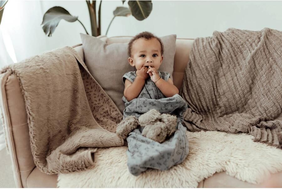 Snoozebaby ledikant deken beige Babydeken Effen | Babydeken van - Foto 3