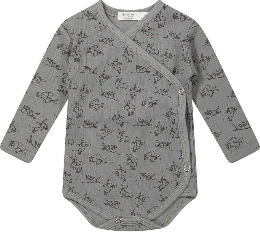 Snoozebaby overslagromper cloudy grey Grijs Katoen V-hals 62 68
