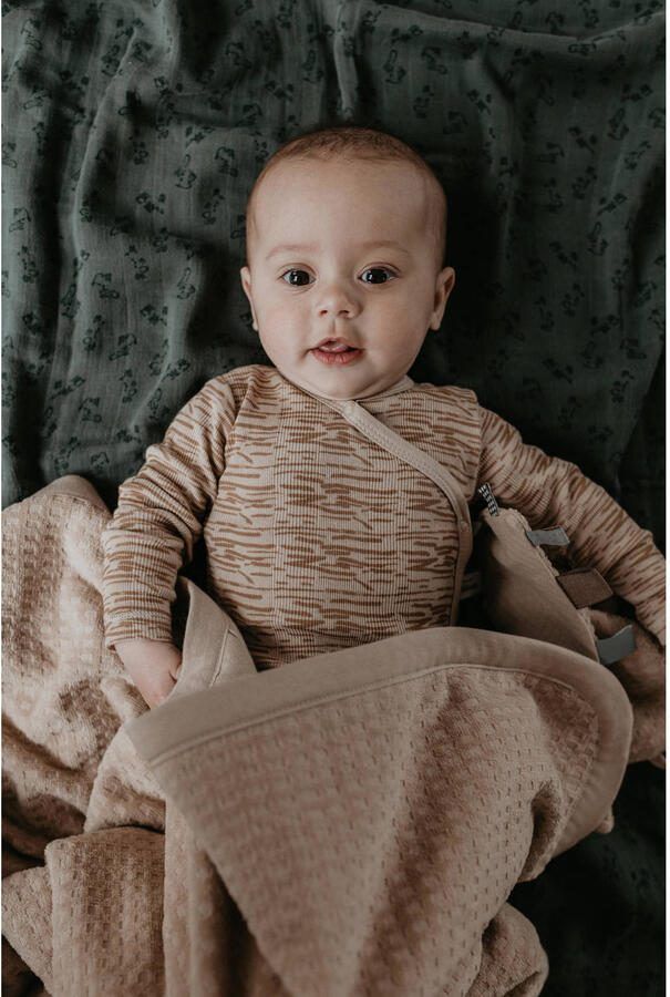 Snoozebaby romper Desert Sand Beige Katoen V-hals All over print 50 56