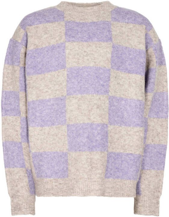Sofie Schnoor geruite trui lila ecru Paars Meisjes Acryl Ronde hals Ruit 176