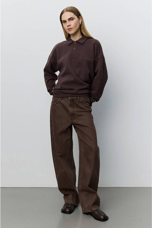 Sofie Schnoor barrel jeans met studs bruin - Foto 3
