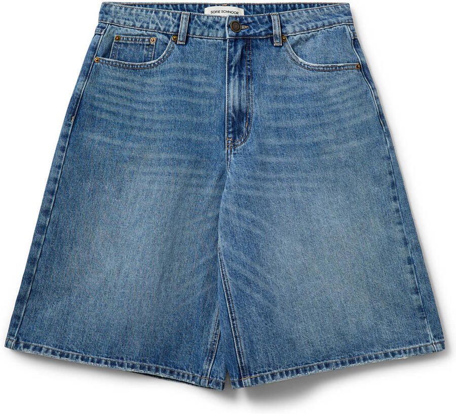 Sofie Schnoor denim wide leg regular waist jort medium blue denim