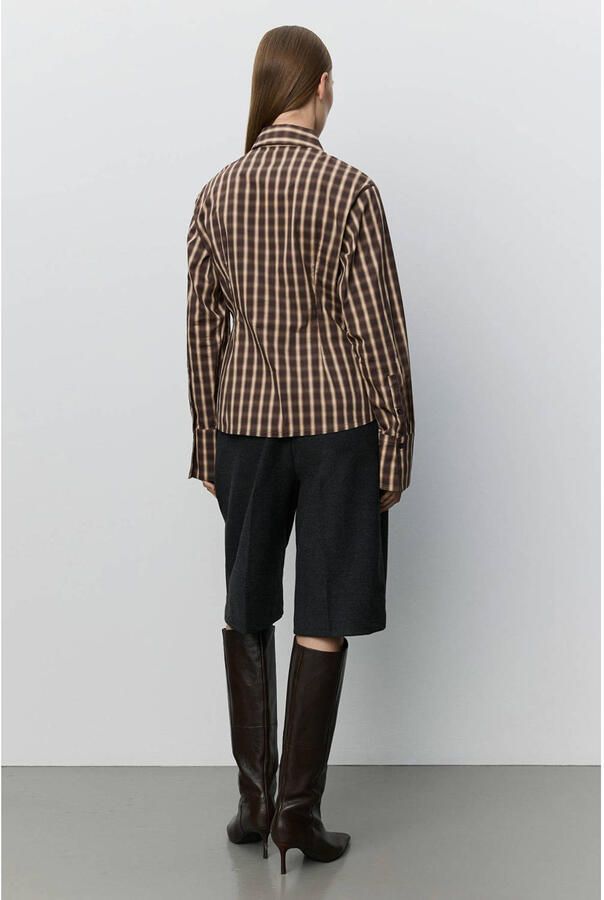Sofie Schnoor geruite blouse met plooien bruin - Foto 3
