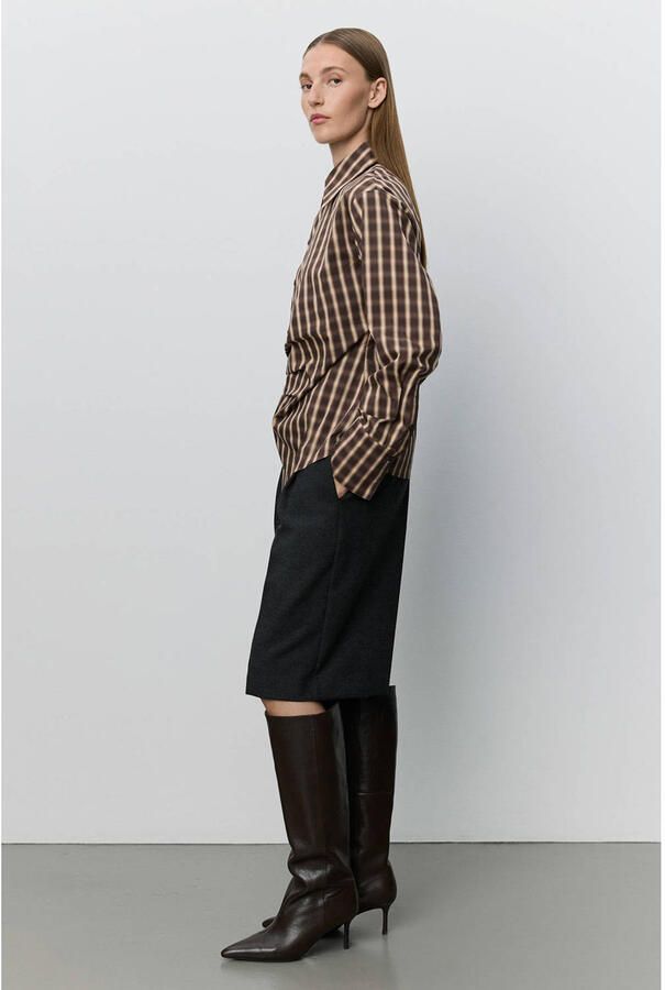 Sofie Schnoor geruite blouse met plooien bruin - Foto 2