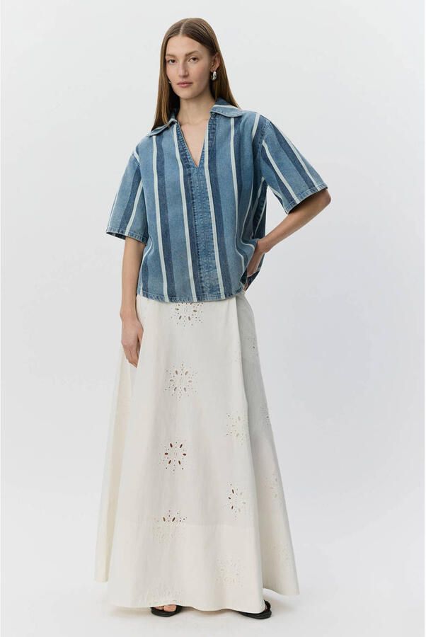Sofie Schnoor gestreepte top light blue denim