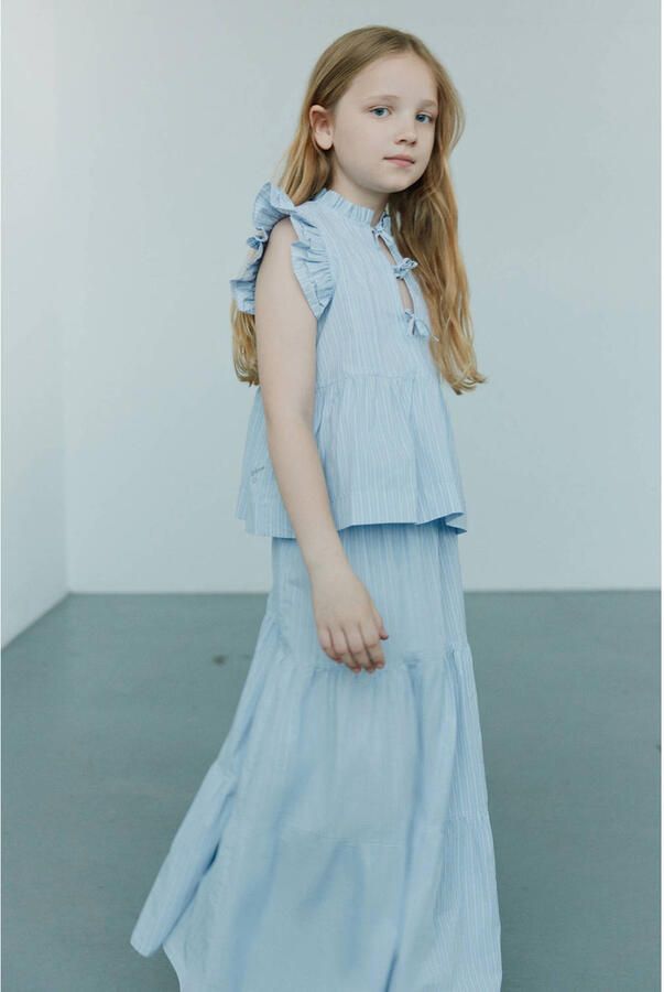 Sofie Schnoor girls gestreepte blousetop lichtblauw - Foto 2