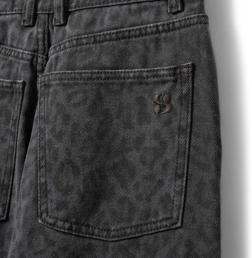 Sofie Schnoor girls high waist barrel jeans met panterprint antraciet - Foto 2