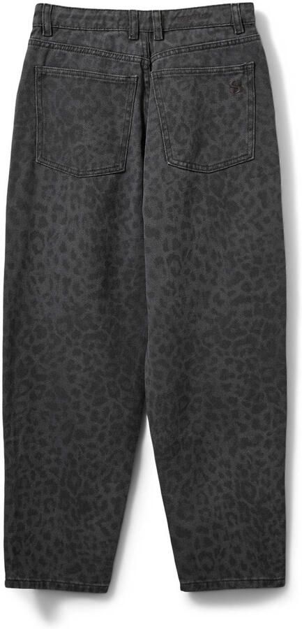 Sofie Schnoor girls high waist barrel jeans met panterprint antraciet - Foto 3