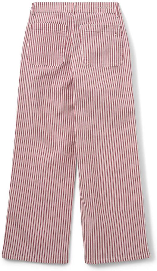 Sofie Schnoor Rode Gestreepte Wijde Pijp Jeans Broek Pink Dames