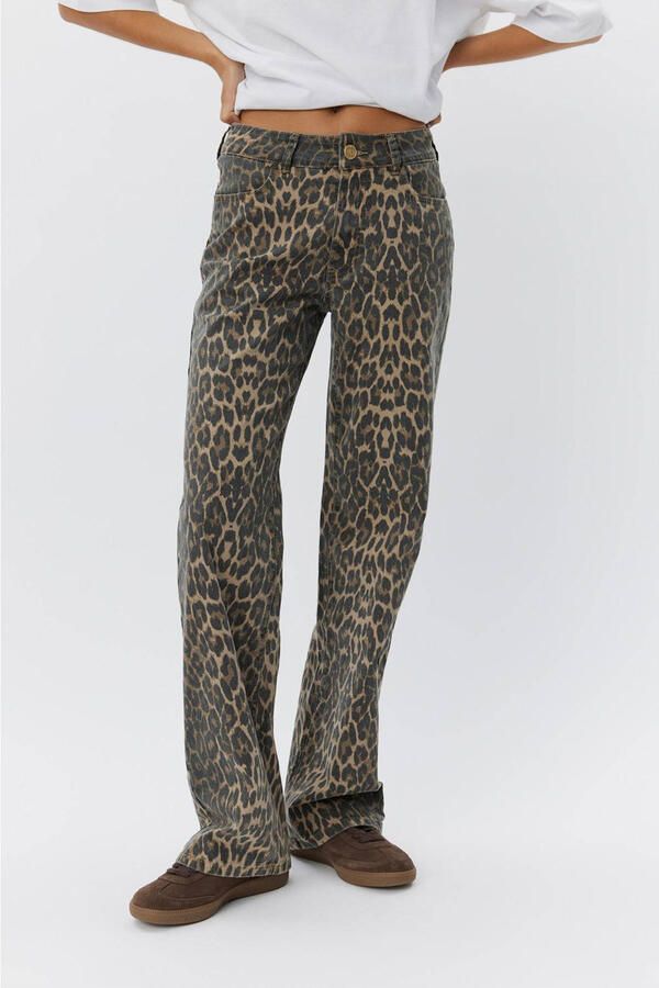 Sofie Schnoor Luipaardprint Denim Broek Snos606 Brown Dames
