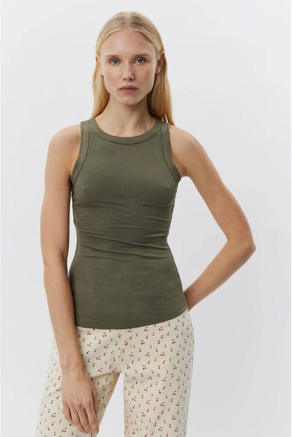 Sofie Schnoor Geribbelde Army Green Top Green Dames - Foto 2