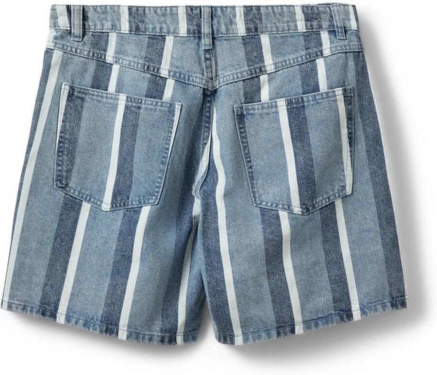 Sofie Schnoor regular waist gestreepte short light blue denim - Foto 2