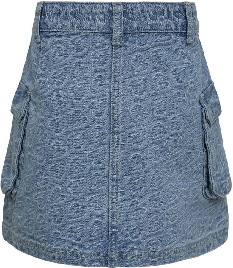 Sofie Schnoor spijkerrok met hartjes light blue denim Blauw Hartjes 128 - Foto 4