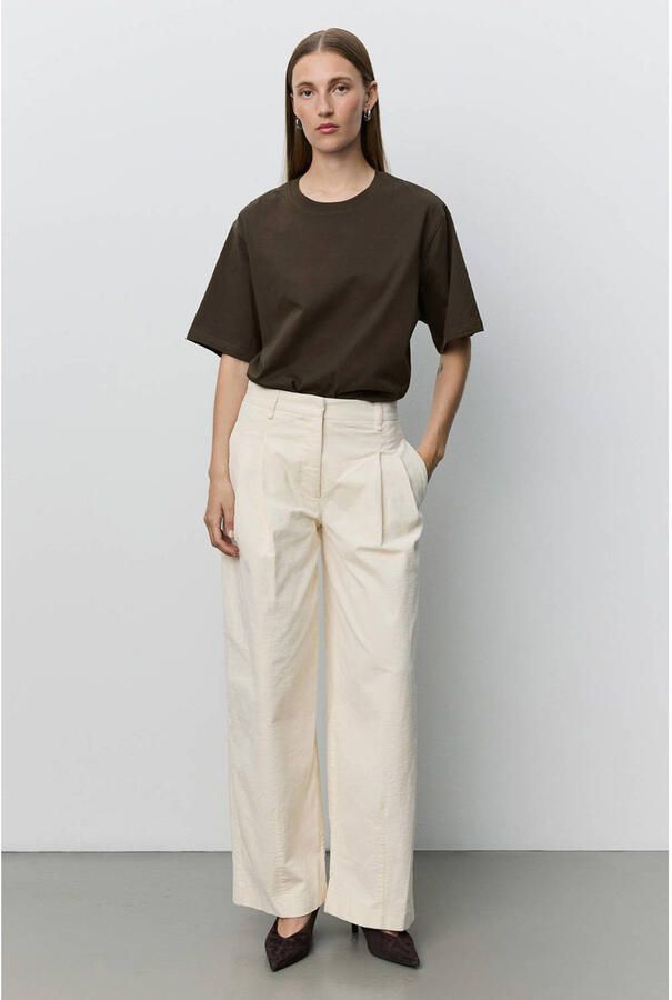 Sofie Schnoor wide leg corduroy broek met plooien ecru - Foto 2