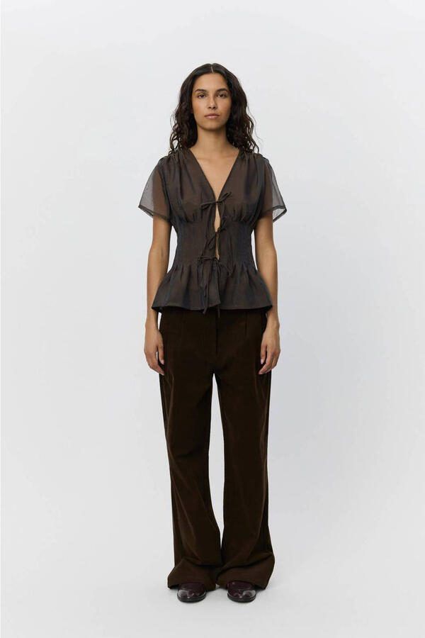 Sofie Schnoor wide leg high waist broek bruin - Foto 1