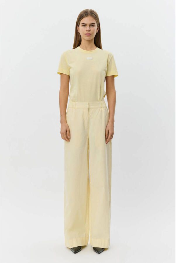 Sofie Schnoor wide leg high waist broek lichtgeel