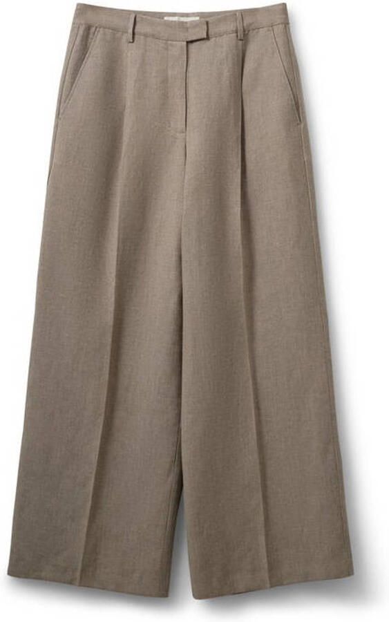 Sofie Schnoor wide leg regular waist broek met linnen grijs melange - Foto 2