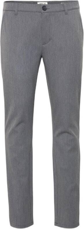 Solid slim fit pantalon Frederic med grey