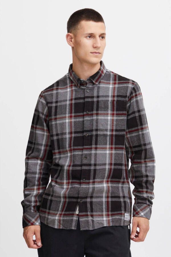 Solid geruit regular fit overhemd Craig gray melange