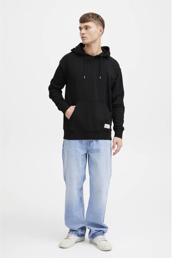 Solid hoodie met logo zwart