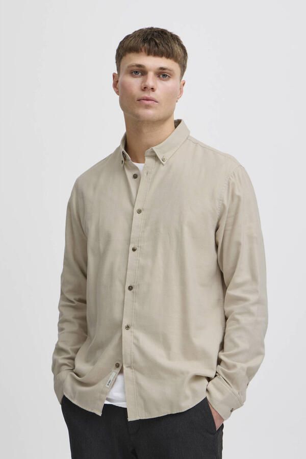 Solid regular fit overhemd beige - Foto 2