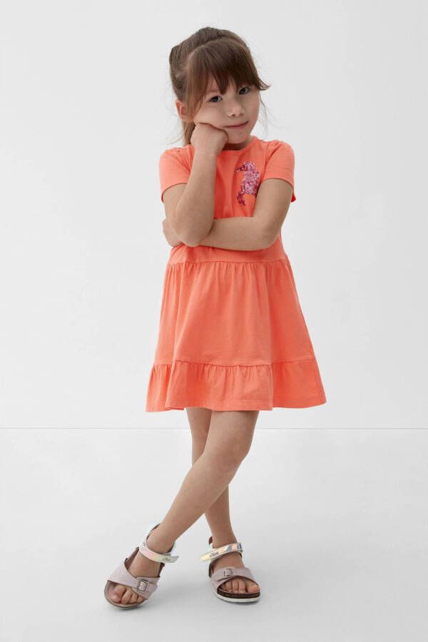 S.Oliver A-lijn jurk met pailletten oranje