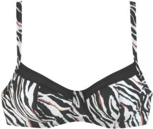 S.Oliver niet-voorgevormde beugel bikinitop met zebraprint zwart wit