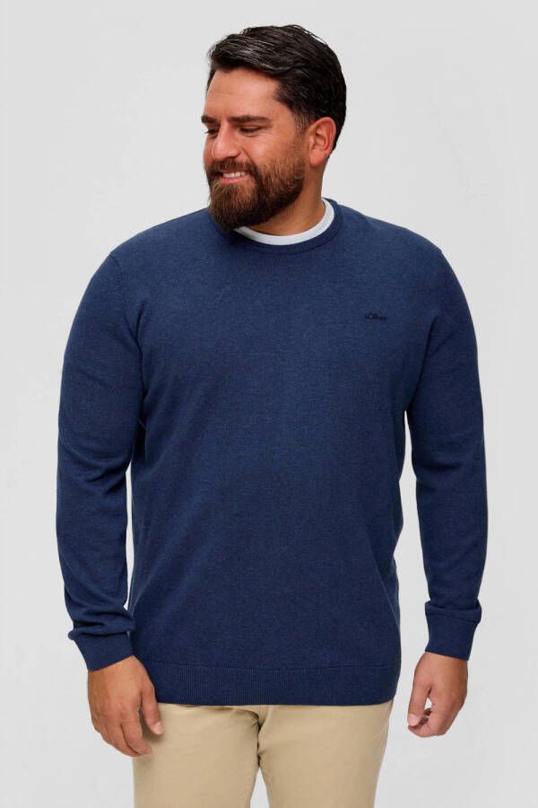 S.Oliver Big Size fijngebreide trui Plus Size met logo donkerblauw