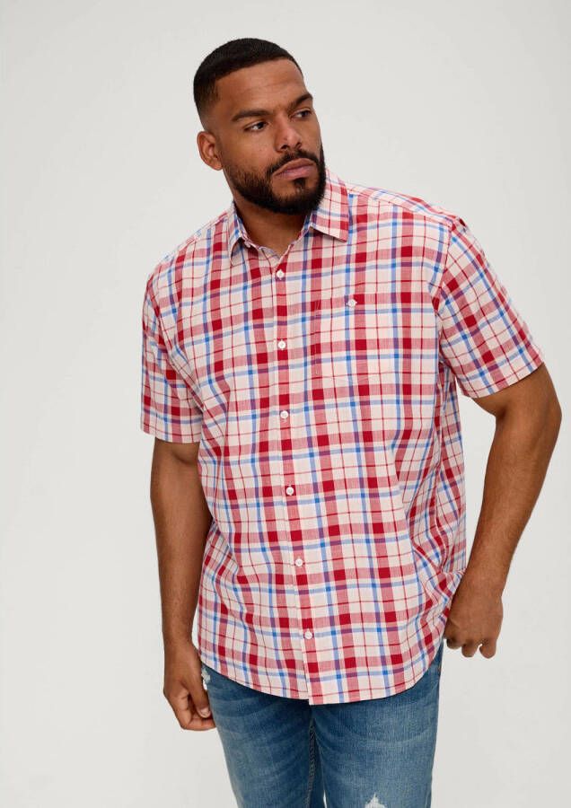 S.Oliver Big Size geruit regular fit overhemd Plus Size rood