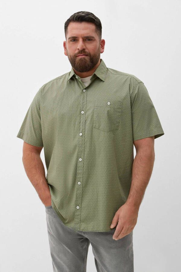 S.Oliver Big Size regular fit overhemd met all over print khaki groen