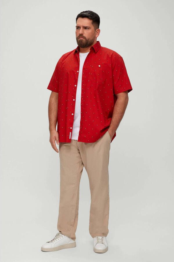 S.Oliver Big Size regular fit overhemd Plus Size met all over print rood