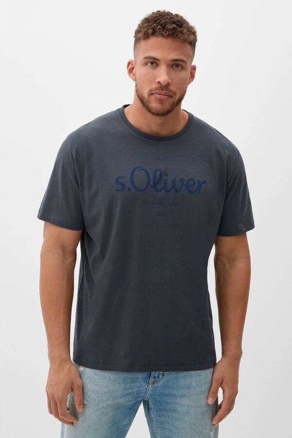 S.Oliver Big Size regular fit T-shirt Plus Size met printopdruk antraciet