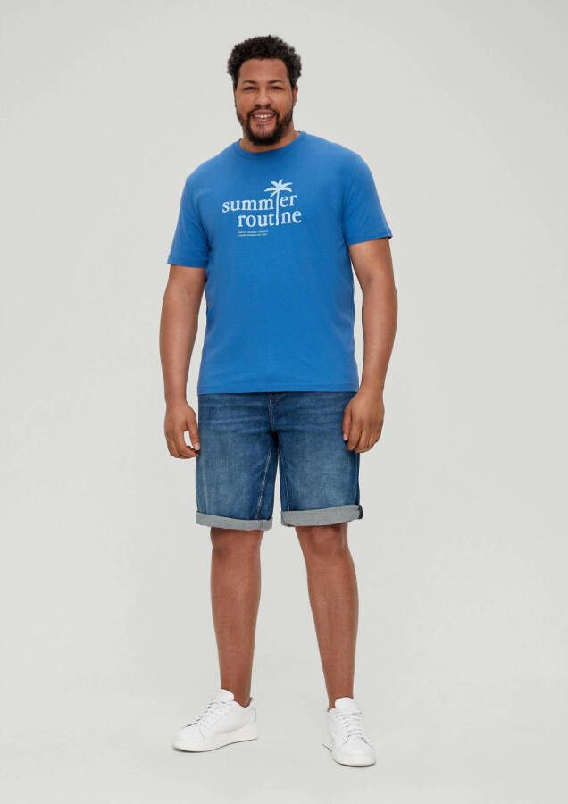 S.Oliver Big Size regular fit T-shirt Plus Size met printopdruk blauw