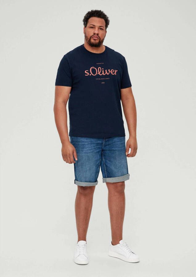 S.Oliver Big Size regular fit T-shirt Plus Size met printopdruk donkerblauw